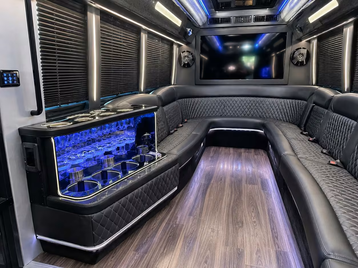 25 passenger party bus inside