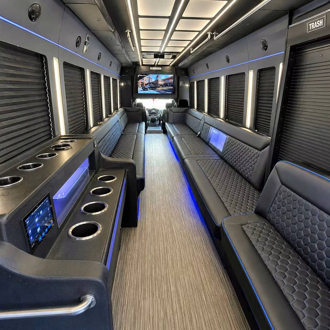 40 passenger party bus inside