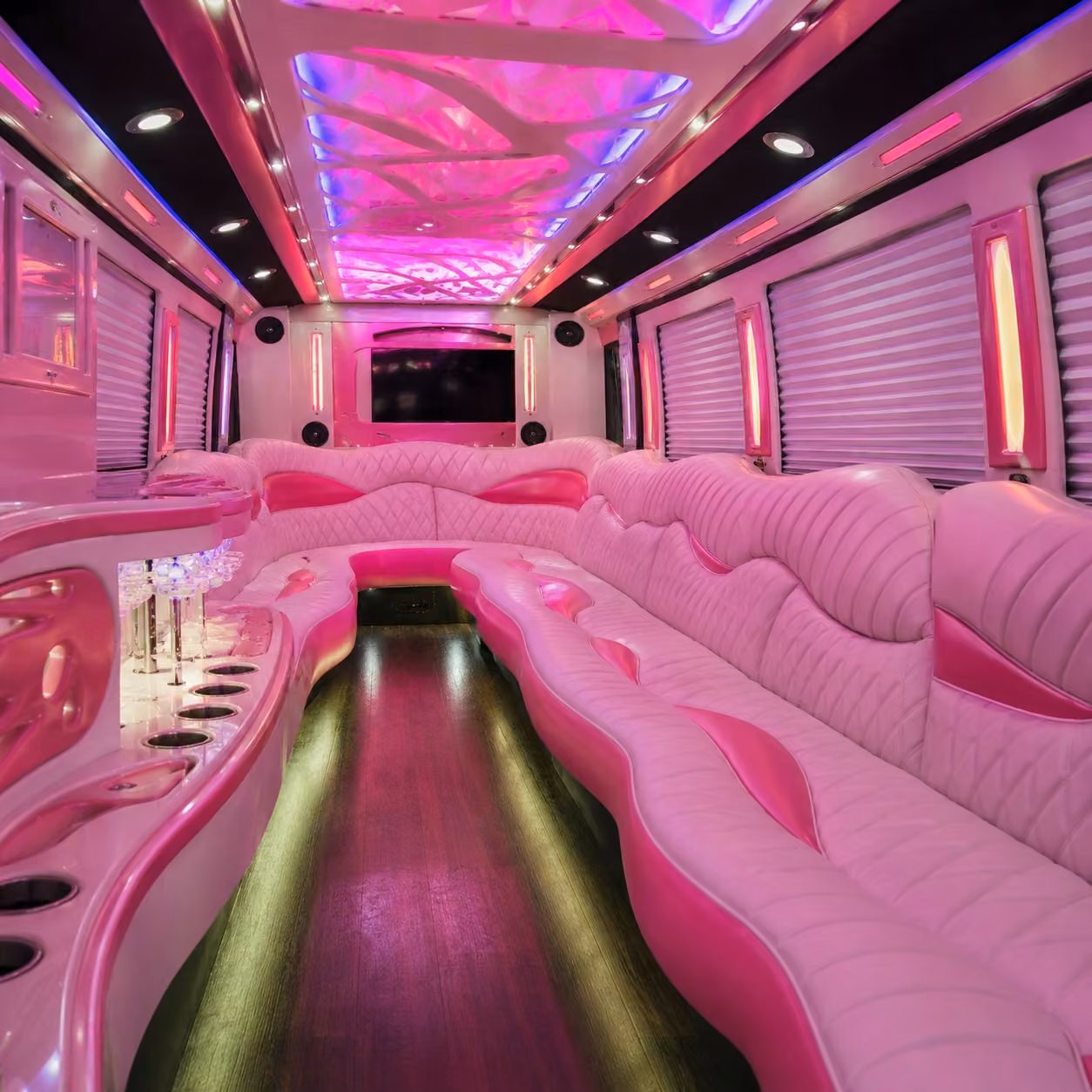 pink limo inside